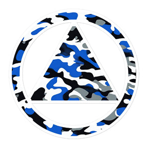 Blue Camo Sobriety Symbol Vinyl Sticker - Durable Waterproof Decal - 5.5″×5.5″ | Sobervation