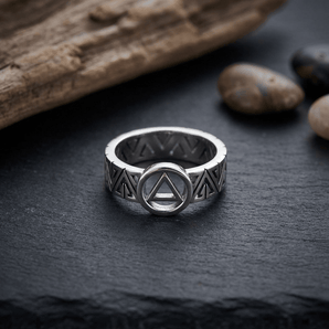 Sterling Silver AA Recovery Band Ring – Unity & Strength Symbol TRI2269 - 4 Ring - Sobervation