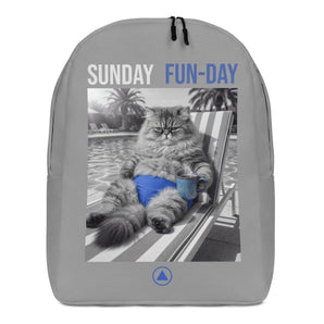 Sunday Fun Day - Poolside Coffee Cat Minimalist Backpack - Backpack - Sobervation