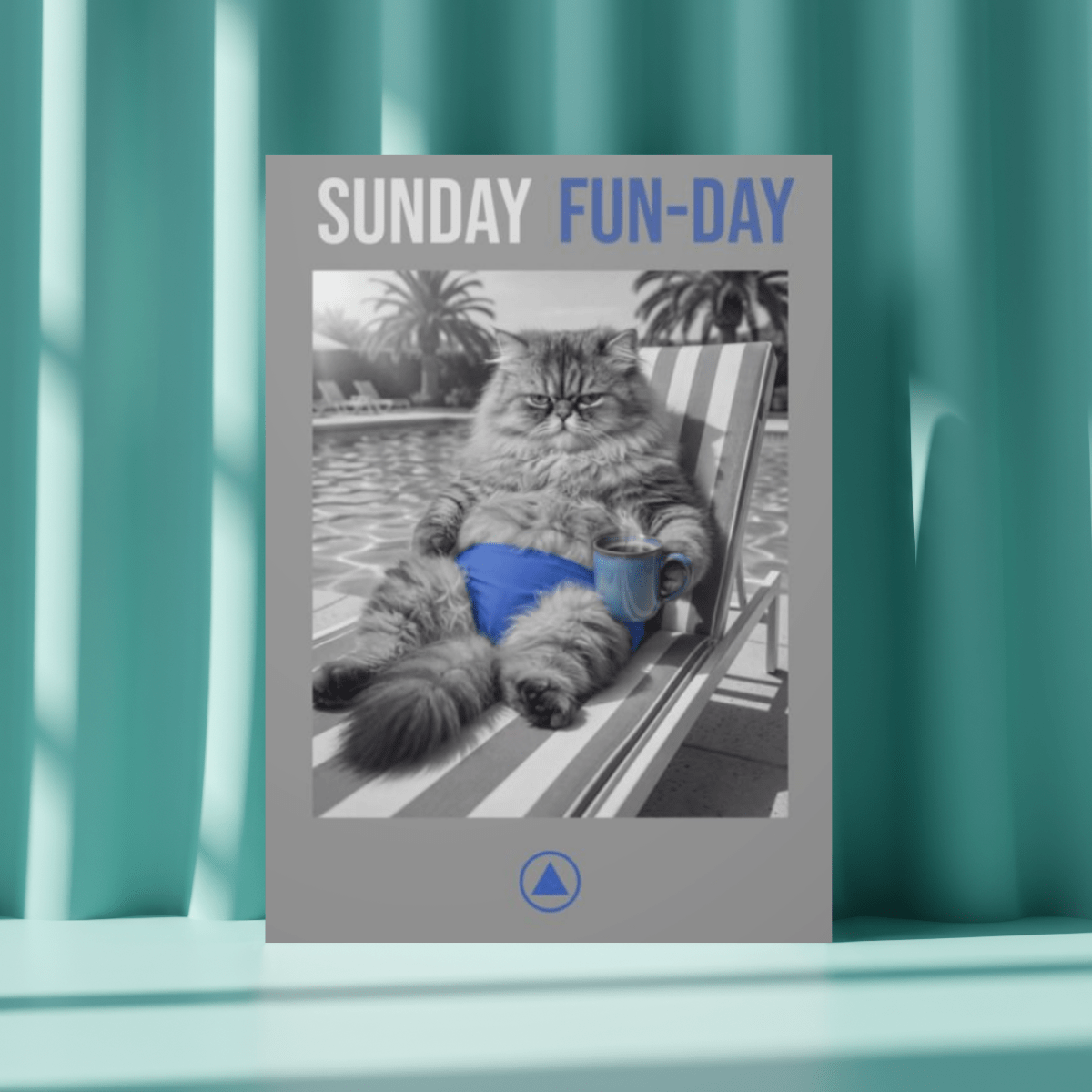Slunda Fun Sunday Fun Day Poolside Cat Sobriety Poster | A1 Museum Quality ...