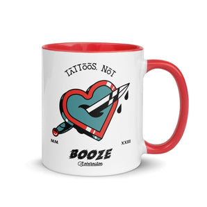 Tattoos Not Booze Color Inside Mug – Recovery Coffee Mug - Red / 11 oz | Sobervation