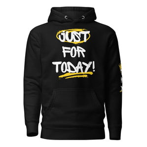 Just For Today TRY Premium Hoodie - Bold Graffiti Recovery Sweatshirt - Black / S | Sobervation