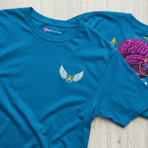 Wings of Recovery – Brain Clarity Unisex Essential Tee - Sapphire Embroidered T Shirt - Sobervation