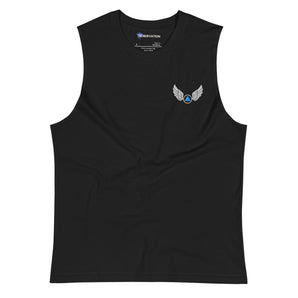 Wings of Recovery Embroidered Muscle Shirt | Unisex Tank - Black / M | Sobervation
