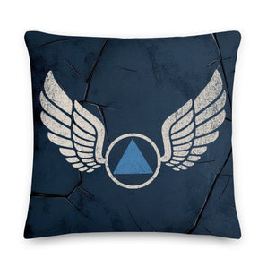 Wings of Recovery Pillow – Blue Triangle Edition - 22″×22″ | Sobervation