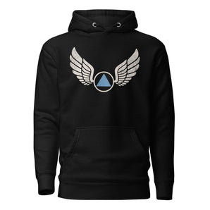Wings of Recovery Premium Hoodie – AA Symbol Recovery Apparel - Black / S | Sobervation