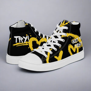 Just For Today Women's High Top Sneakers - Bold Graffiti Recovery Shoes - 5 | Sobervation