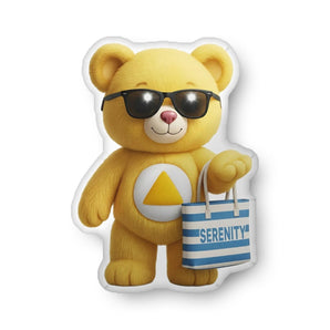 Yellow Serenity Cub Pillow – Beach Day Edition – Custom Shaped Sunny Plush - 22″×22″ | Sobervation