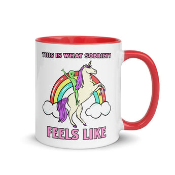 This Is What Sobriety Feels Like Rainbow Mug - 11oz Alien Unicorn Cup - Red | Sobervation