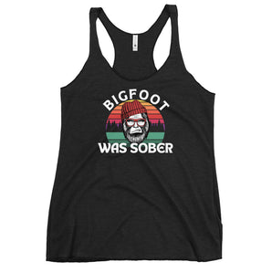 Bigfoot Was Sober Women's Racerback Tank - Legendary Recovery Apparel - Vintage Black / XS | Sobervation