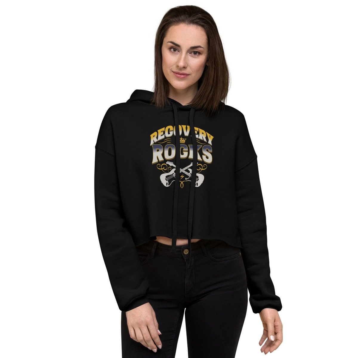 Rovey Rocks Recovery Rocks Crop Hoodie | Amplify Your Comeback Women's Sweatshirt ...