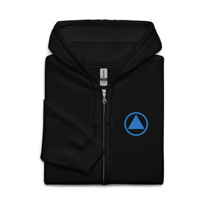 AA Triangle Symbol - Embroidered Zip Hoodie | Unity Service Recovery - Black / S | Sobervation