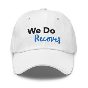 We Do Recover - Embroidered Dad Hat (Black & Blue) | Recovery Headwear - White | Sobervation